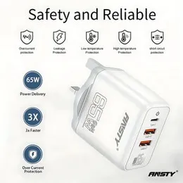 Ansty GNK-01-PT 65W GaN Fast Charger (2 USB-A + 1 USB-C)