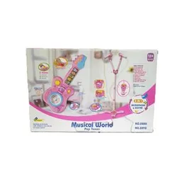 2 in 1 Microphone & Guitar Musical World Set for Girls - Pop Tunes