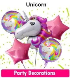 Unicorn Theme paper plate paper cup Paper Serviette Cake Topper Foil Balloon Cup Cake Topper Banner Set Partyware Uni Corn
