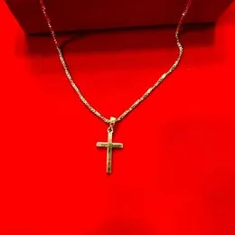ESH Gold Plated Guaranteed 1MM Thin Stylish Box Chain with Small Cross Pendant