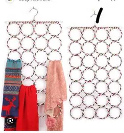 28-hole Ring Rope Slots Holder Hook Scarf Wraps Shawl Storage Hanger Organizer