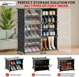 12-Layer Shoe Storage Cabinet with Hooks for Entryway or Bedroom