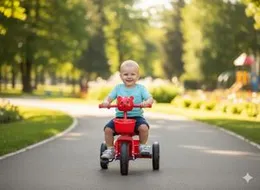 Kids Tricycle with Bear Handle â Ride-On Toy with Basket  Indoor & Outdoor Use