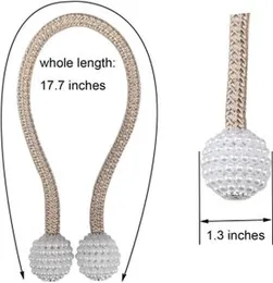 RAMCHA Round Pearl Polyester and Magnet Curtain Tiebacks Drapery Holdbacks Binding Tie Band for Living Room Decoration, Medium, Beige - Set of 4 Piece