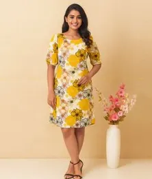 WHITE WITH YELLOW, RED AND BLACK IC Y Frock 02