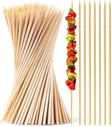 Natural BBQ Bamboo Skewers 8 Inch, 100 Pcs Premium Grill Sticks for Grilling & Roasting