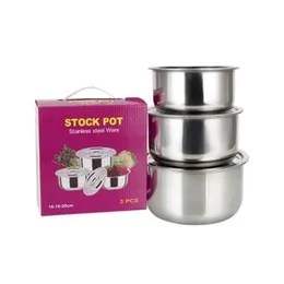 3 PCs Stock Pot Set (16cm / 18cm / 20cm)