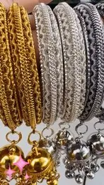 Indian Bollywood Traditional Bell Tassel Drop Bangles for Women & Girls – Black, Silver & Gold
