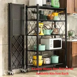 5 Layer Heavy Box Bar Metal Foldable Kitchen Rack