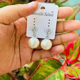 New Fashion Fancy Medium Shine Round Drop Earrings with White Stone for Women and Girls