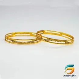 22kt Bangles Two Line With White Stone For Women.