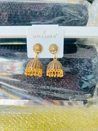 Dull gold Fashion Bollywood drop jimmiky earring with dull gold beaded and white stone for girl and women gift items for girls
