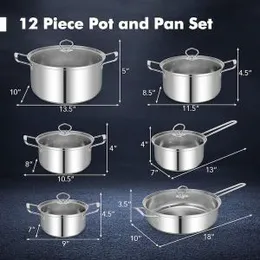 12pcs High Quality Stainless Steel Cookware Set