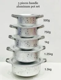 Aluminium Cooking Pan & Pots 5 Pcs Set 500g to 1.5kg Dot with Handle