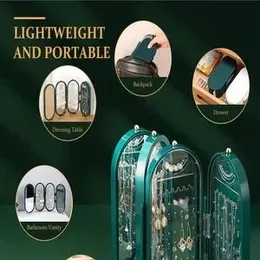 Jewelry Storage Box Earrings Display Stand Holder Necklace Organizer Folding Portable Plastic Jewelry Box With Mirror