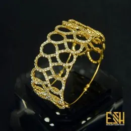 Fancy Gold Free Size Bangle with White Stone for Women & Girls