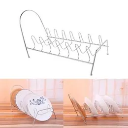Dish Drying Rack 1 Pcs Pot Lid Holder Kitchen Pan Teetotal Stand Dish Rack Stainless Steel Bowl Storage Plates Sink Countertop Shelf Exhausting 7 Slot
