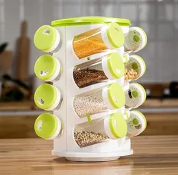 Transparent Rotating Seasoning Storage Organizer For Kitchen, Set Of 16 Jars Useful Kitchen Tools