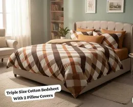 Triple Size Bedsheet with 2 Pillow Covers 100% Pure Cotton Triple Size ( 6 ^ 6 )