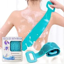 Silica gel Bath brush Towel two stop scrubbing belt body Scrub Silicone Back Scrubber for Shower Soft Rubbing Massage Bubble with Body Cleaner