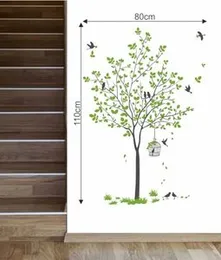 Decal O Decal ' Green Tree with Birds and Nest ' Wall Stickers (Pack of 4) (FROM INDIA FAAZ)
