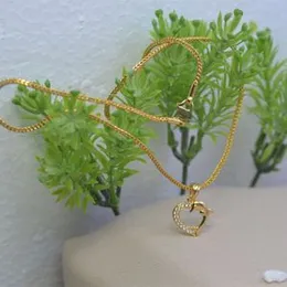 Gold Plated Flat 2mm Fox Chain & Dolpin Heart Stone Pendant 24 inch Stylish Necklace Design For Women