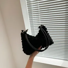 Casual Lightweight Canvas Shoulder Bag for Women, Wrinkle Design Pleated Handbag, Padded Bubbles Texture Underarm Bag, Trendy Versatile Fashion Access