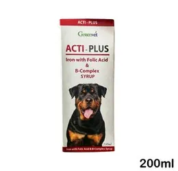 Greenvet Acti-Plus Syrup â 200ml Iron, Folic Acid & B-Complex Supplement for Dogs, Cats, Puppies & Kittens