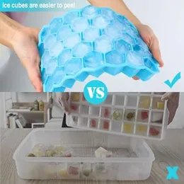 Reusable Silicone Ice Cube Maker with Lid â 37 Grid Flexible Ice Tray for Home