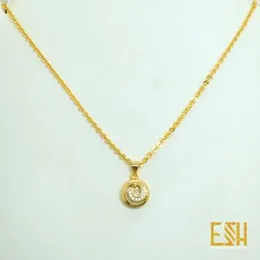 Guaranteed Gold Plated 1.5MM Round Diamond Chain 18/24 Inch with Short Derana Pendant