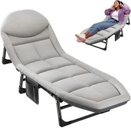 Folding Lounge Chair with Mattress 5 Position Adjustable Folding Sleeping Bed Cot (BD01)