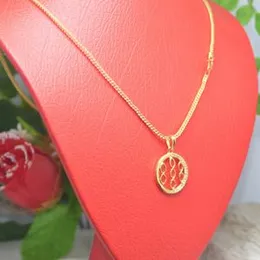 Gold Plated 2.2mm Fox Chain With Grille Pendant With White Stone For Women-24 inch