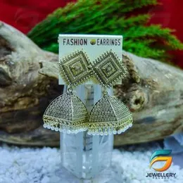 Gold Plated Traditional Ethnic Bridal Bride Wedding Bridesmaid Oxidisedr Jhumka Jhumki Earrings With Faux White Pearl Drop  for Women.