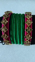 vibrant green and a rich pink colour Handmade bangle