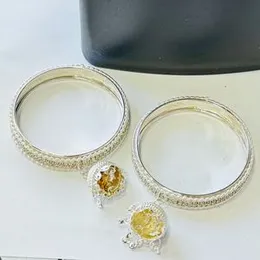 Vintage Cute Two Pair Jimikki Tassel Bangles Set in Dull Gold, Silver & White