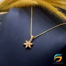 Gold Plated Guaranteed 18/24 inch 01MM Box Chain with New Star Flower Pendant Necklace for Ladies.