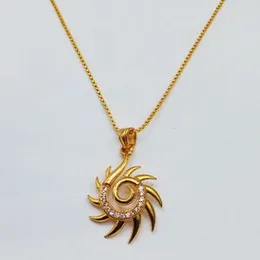 Gold Plated 1mm Box Chain With Sun Design Pendant  For Women.