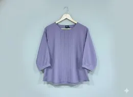 Long Sleeve Short Top with Lace Panel Detail | Elegant Office Wear Top for Women