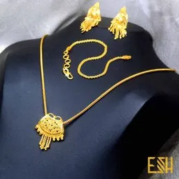 2022 Gold Plated 2.5MM Fox Chain with Praveena Earrings, Pendant & Bracelet Set for Ladies and Girls