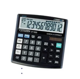 Citizen CT-500 Desktop Calculator 12 Digit Tax Memory Double Zero Check Correct Solar Battery Office Retail Business Billing