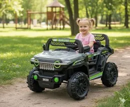 Kids Electric Ride-On Car 5022 Super Off-Road 4Ã4 â Grey with Green Accents