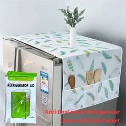 PEVA material refrigerator cover with storage pockets
