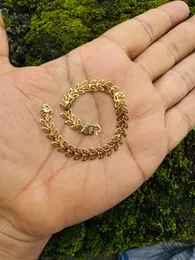 Gold Plated Leaf Design Bracelet with Machine Cut Finish for Women & Girls