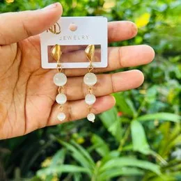 Silver & Gold Triple White Pearl Long Tassel Drop Earrings – Western Style