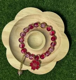 Elegant Red Double Shaded Glass Beads Bracelet 16cm with Cute Charms Women's Fashion Jewelry Gift