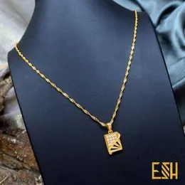 ESH Gold Plated Guaranteed Stylish Disco Kerali Chain 18/24 Inch with Box Window Fixed Stone Pendant