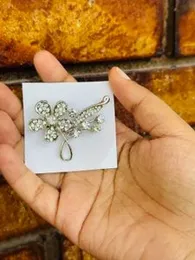 Silver Color Beautiful Flower Design Saree Brooch for Women.