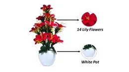 Flora Planet Artificial Plants for Home Decor & Office Decoration 1 Big Size Artificial Flowers Pot with vase, Artificial Flowers for Decoration (