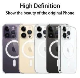 Luxury Magnetic Wireless Charge For Magsafe Case for iPhone 7 8 Plus Back Cover Transparent Case.