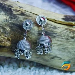 Silver Plated Earring Traditional Ethnic Oxidized Silver Tone Party Wear Bridal Bride  Jhumki Earrings Jewelry for Women.